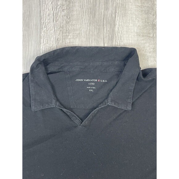 John Varvatos Polo Shirt Mens XXL Black Preppy Cotton Short Sleeve Casual T - Picture 2 of 5